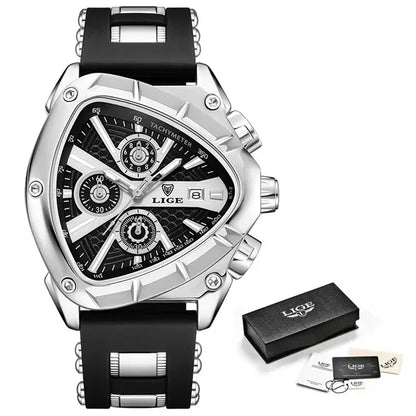 LIGE Chronograph Fashion Men's Casual Watches Stainless Steel Quartz Wrist Watch Man Calendar Male Sports Luminous Clock Relogio