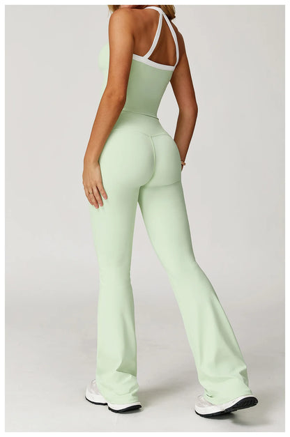 Women's Clothes 2 Pieces Workout Tracksuit Yoga Set Sportswear Gym Clothing High Waist Bell-bottoms Sexy Fitness Bta Sports Suit