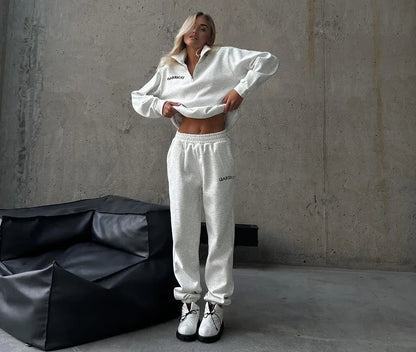 Two-piece Set with Thickened Embroidered Long-sleeved Sweatshirt and Long Pants Women’s Wear New Versatile Casual Fashionable