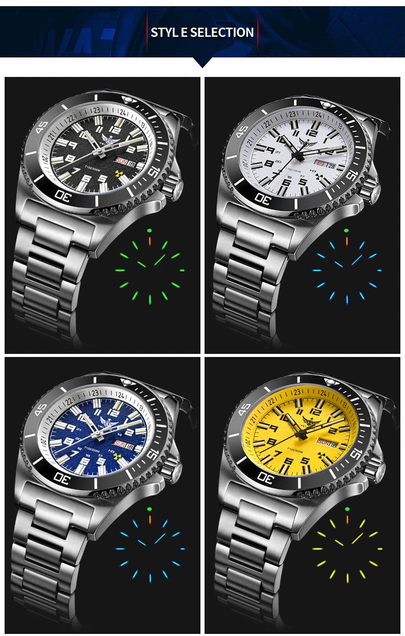 Yelang V1031 Luxury Men Brand Watch 44mm Diver Water Watches Japan 8205 Automatic Mechanical movement Luminous 300M Waterproof