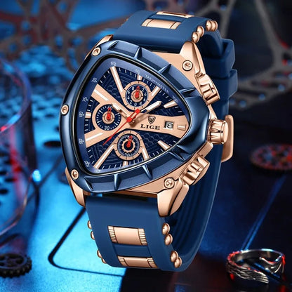 LIGE Chronograph Fashion Men's Casual Watches Stainless Steel Quartz Wrist Watch Man Calendar Male Sports Luminous Clock Relogio
