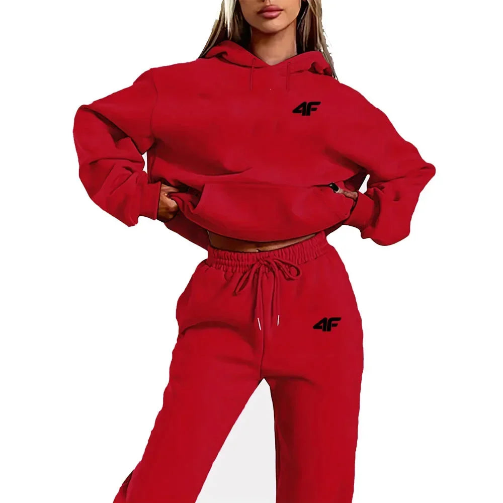2025 New Women's 2-Piece Tracksuit Set, Hooded Pullover & Athletic Joggers, Sporty Streetwear Outfit, Casual Lounge Wear