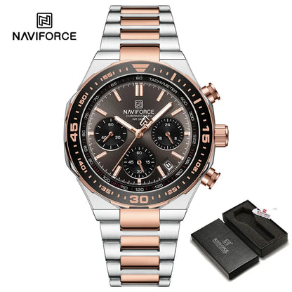 NAVIFORCE Fashion Watch For Men High Quality Luxury Stainless Steel Waterproof Classic Quartz Wristwatches Male Big Face Clock