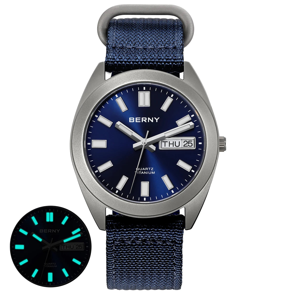 BERNY Titanium Watch for Men Supper Light Weight Wristwatch Super Luminous Sapphire 10ATM Waterproof Sport Field Quartz Watches