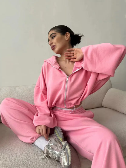 Hoodies Pant Two Piece Sets Women Tracksuit Set Autumn Pant Set Jogger Y2k Sweatshirts Sports Elastic Waist Pants Matching Sets