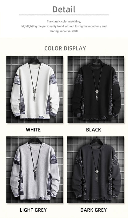 2024 New Mens Fashion Casual Hoodie Male Sportswear Pullover Patchwork Autumn Hoodie Sweatshirt Large Size Men Hip Hop Hoodies