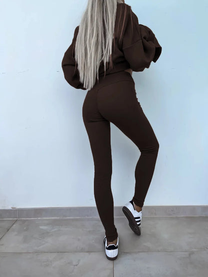 Autumn Tight Trousers Hoodie Women Suit Fashion Casual Tracksuit 2 Piece Set Female Sweatshirt Pullover Jogger Sweatpants Outfit