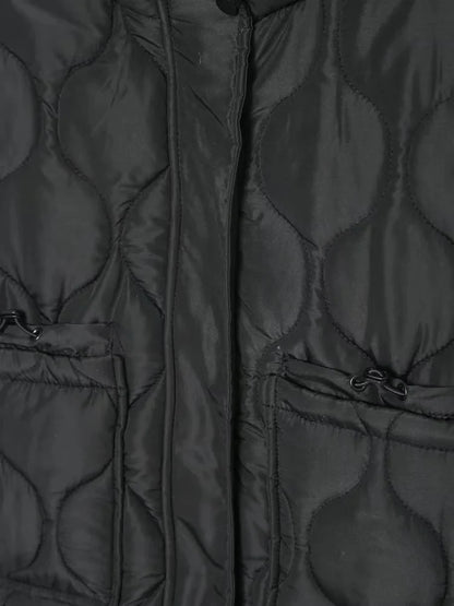 TRAFZA 2024 New Women Fashion Coat Long Sleeve Jackets With Drawstring Versatile Hight Street Outerwear Female Mujer Winter Coat