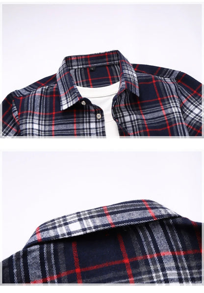 Striped Plaid Short Sleeved Shirt Men's Single-breasted Square Collar Cotton Shirts Summer Fashion Casual Camisa Men Chemise 7XL