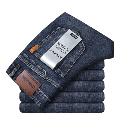 Spring Autumn 2022 Men's Smart Jeans Business Fashion Straight Regular Blue Stretch Denim Trousers Classic Men Plus Size 28-40