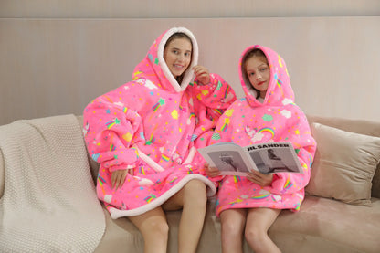 Oversized Wearable Hoodie Warm Flannel Sherpa Blanket Hoodie for Winter Men Women Pullover TV Sweatshirt