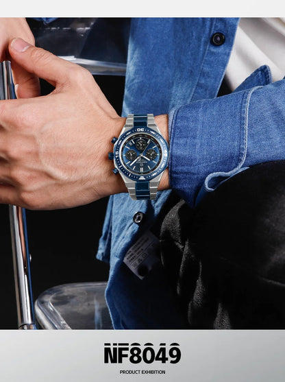 NAVIFORCE Fashion Watch For Men High Quality Luxury Stainless Steel Waterproof Classic Quartz Wristwatches Male Big Face Clock
