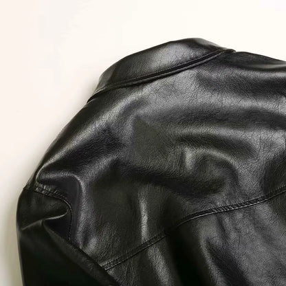 2024 Autumn New Women's Clothing European and American Style French Design Fashionable Versatile Textured Leather Jacket