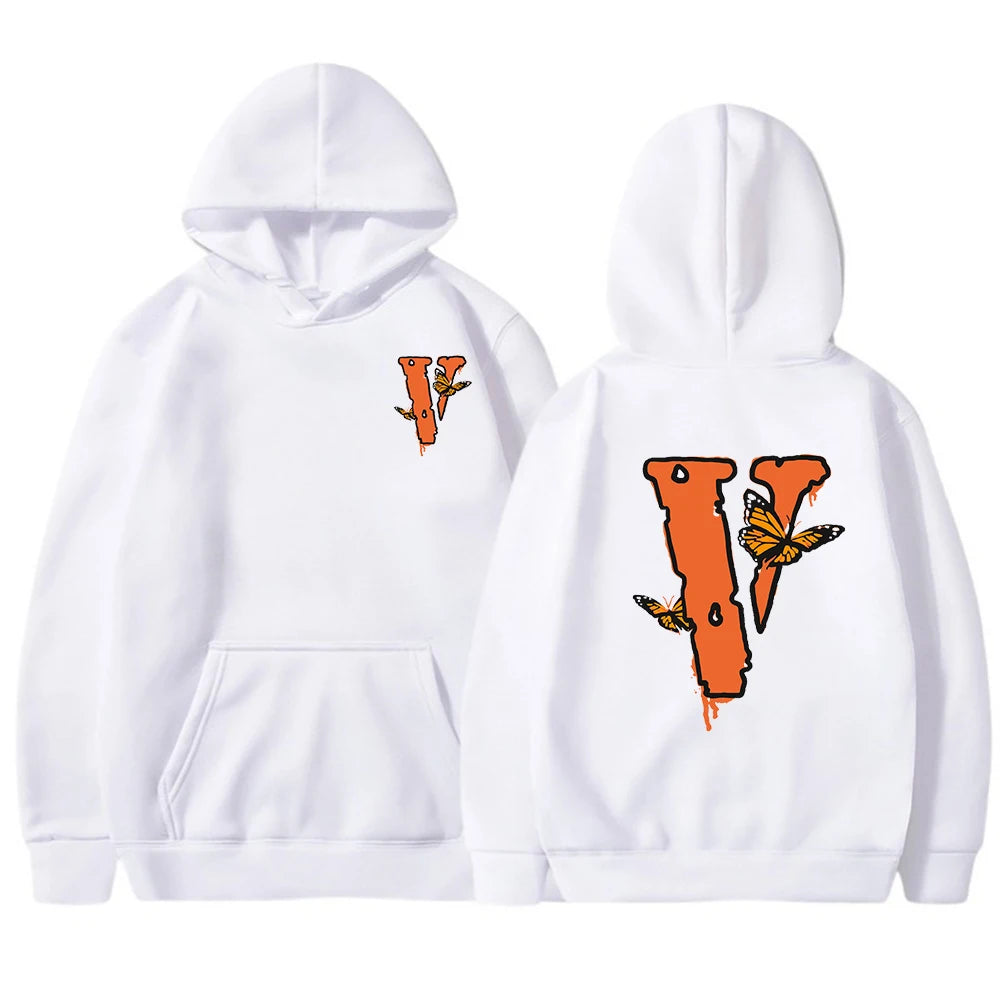 New Letter 2023 Autumn Winter Men's Black "V" Printing Casual Kangaroo Pocket Hoodie Hoodie Hoodie Gift Bestseller