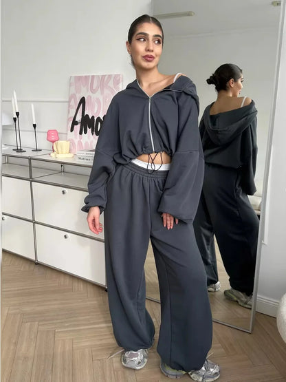 Hoodies Pant Two Piece Sets Women Tracksuit Set Autumn Pant Set Jogger Y2k Sweatshirts Sports Elastic Waist Pants Matching Sets