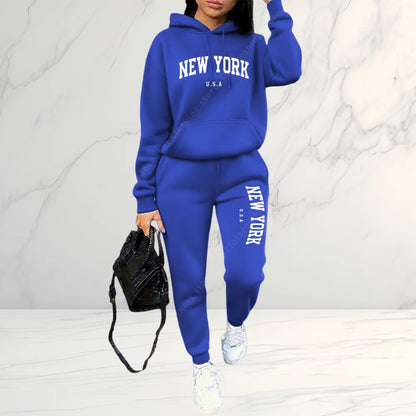 Women's Letter Print Hoodie & Pants 2-Piece Set, Autumn Winter  Tracksuit, Casual Sportswear Streetwear Outfit for Daily Fashion