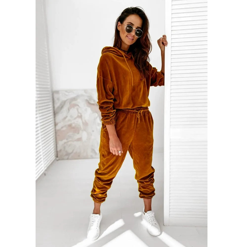 Autumn Velour Tracksuit Womens Velvet Set Woman Tracksuit Sets Winter Velvet Suit Two Piece Set Women 2 Piece Outfits
