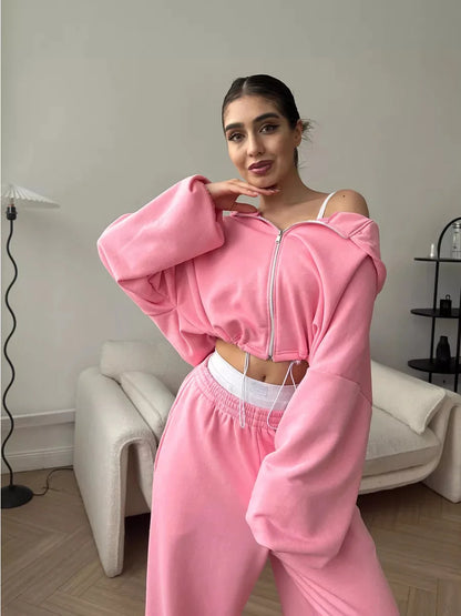 Hoodies Pant Two Piece Sets Women Tracksuit Set Autumn Pant Set Jogger Y2k Sweatshirts Sports Elastic Waist Pants Matching Sets