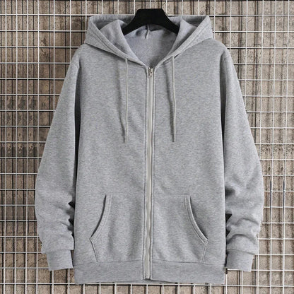 Unisex Zip Up Hoodies Spring Autumn Fleece Sweatshirts Men Women Classic Solid Color Zipper Jackets Fashion Hip Hop Streetwear
