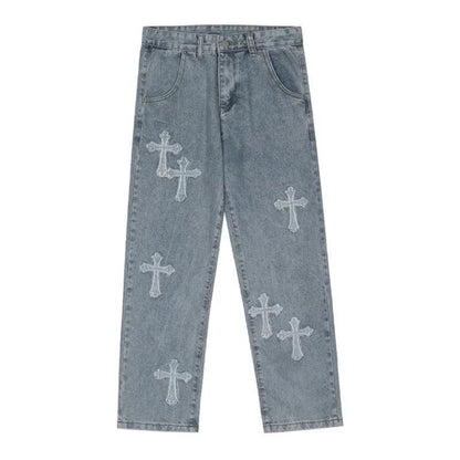 Autumn Fashion Trousers Cross Denim Pants Streetwear Hip Hop Low Rise Baggy Jeans For  Korean Y2k Women Cargo Pants
