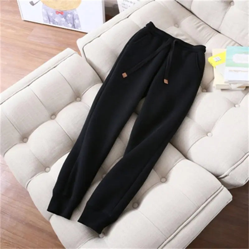Women's Autumn Winter Plush Thickened Warm Tracksuits Casual Solid Zipper Long Sleeve Hooded Coat And Sweatpants Two Piece Sets
