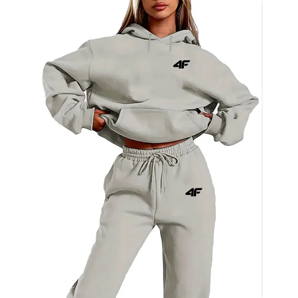 2025 New Women's 2-Piece Tracksuit Set, Hooded Pullover & Athletic Joggers, Sporty Streetwear Outfit, Casual Lounge Wear