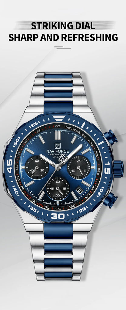 NAVIFORCE Fashion Watch For Men High Quality Luxury Stainless Steel Waterproof Classic Quartz Wristwatches Male Big Face Clock