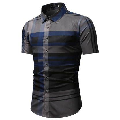 FGKKS 2023 Summer Short Sleeve Shirts for Men Fashion Tops Shirt Brand Striped Plaid Shirt Male