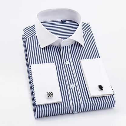 2023 French Cufflinks Suit Collar Korean Version Slim Fitting Shirt Long Sleeve Men's Tuxedo Party Wedding  Shirts