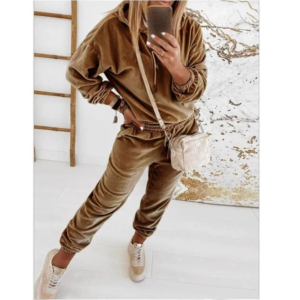 Autumn Velour Tracksuit Womens Velvet Set Woman Tracksuit Sets Winter Velvet Suit Two Piece Set Women 2 Piece Outfits