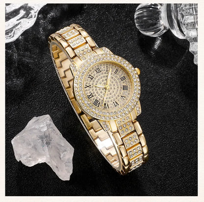 Diamond Women Watches Gold Watch Ladies Wrist Watches Luxury Brand Rhinestone Womens Bracelet Watches Female Relogio Feminino