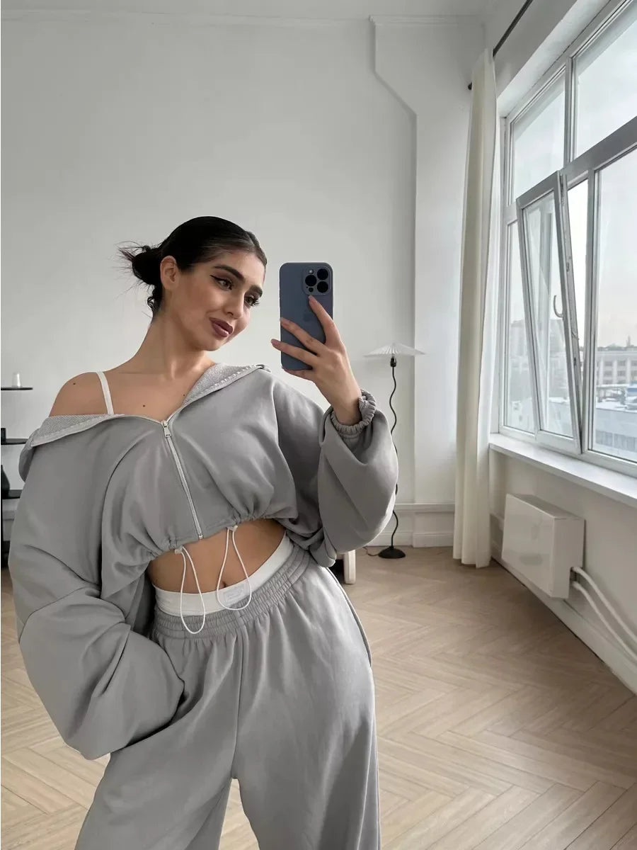 Hoodies Pant Two Piece Sets Women Tracksuit Set Autumn Pant Set Jogger Y2k Sweatshirts Sports Elastic Waist Pants Matching Sets