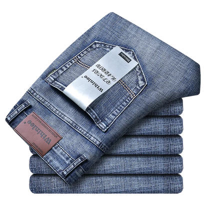 Spring Autumn 2022 Men's Smart Jeans Business Fashion Straight Regular Blue Stretch Denim Trousers Classic Men Plus Size 28-40