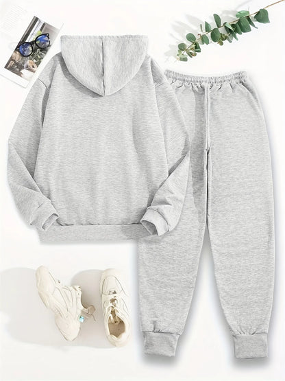 women Hoodies+sweatpant set Hip Hop Street Casual Printed Hoodie Oversize Loose New Sweatshirts Autumn Warm Fleece Clothing