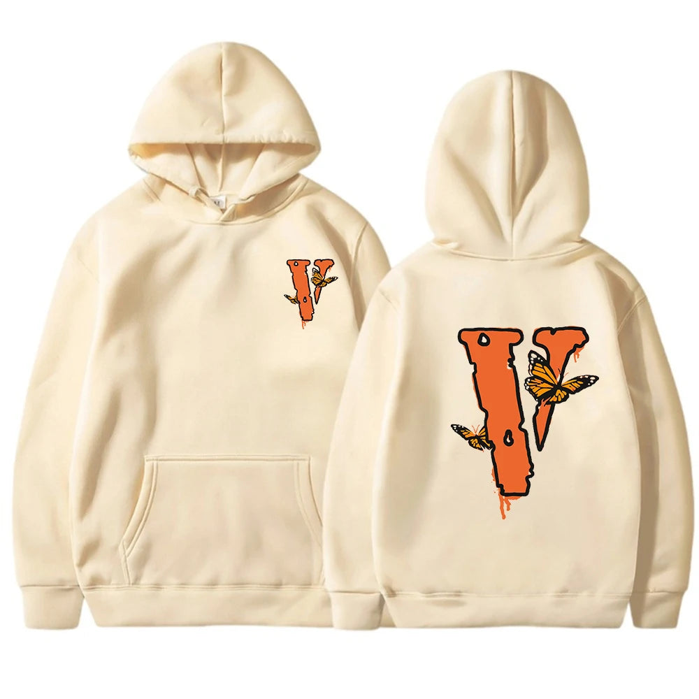 New Letter 2023 Autumn Winter Men's Black "V" Printing Casual Kangaroo Pocket Hoodie Hoodie Hoodie Gift Bestseller