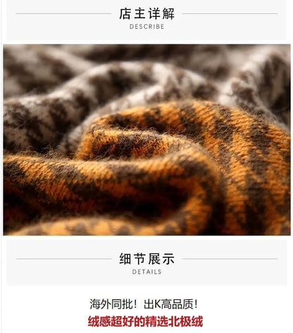 Houndstooth half turtleneck loose and thin knitted sweater women 22 autumn long sleeve casual plaid pullover sweater female