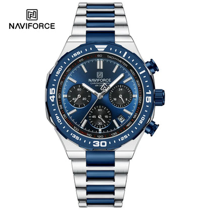 NAVIFORCE Fashion Watch For Men High Quality Luxury Stainless Steel Waterproof Classic Quartz Wristwatches Male Big Face Clock