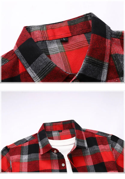 Striped Plaid Short Sleeved Shirt Men's Single-breasted Square Collar Cotton Shirts Summer Fashion Casual Camisa Men Chemise 7XL