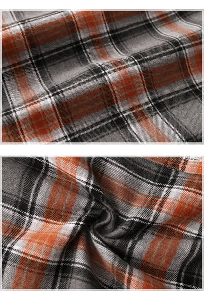 Striped Plaid Short Sleeved Shirt Men's Single-breasted Square Collar Cotton Shirts Summer Fashion Casual Camisa Men Chemise 7XL