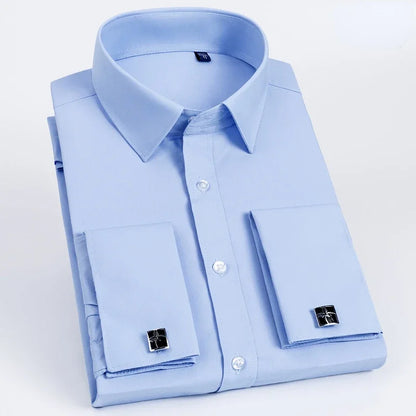 2023 French Cufflinks Suit Collar Korean Version Slim Fitting Shirt Long Sleeve Men's Tuxedo Party Wedding  Shirts