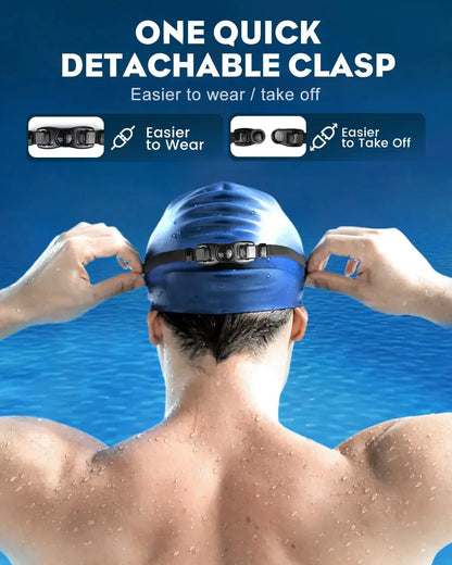 Swim Goggles with Ear Plugs UV Protection No Leaking Anti Fog Lens Swimming Glasses Wide Blue Light Blocking Comfortable Eyewear