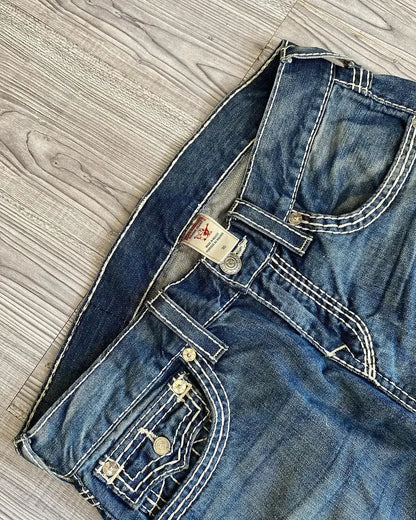 Y2K New Blue Jeans with Retro Pocket Embroidery Design for Men's Women's Street Hip Hop Harajuku High Waist Wide Leg Loose Pants