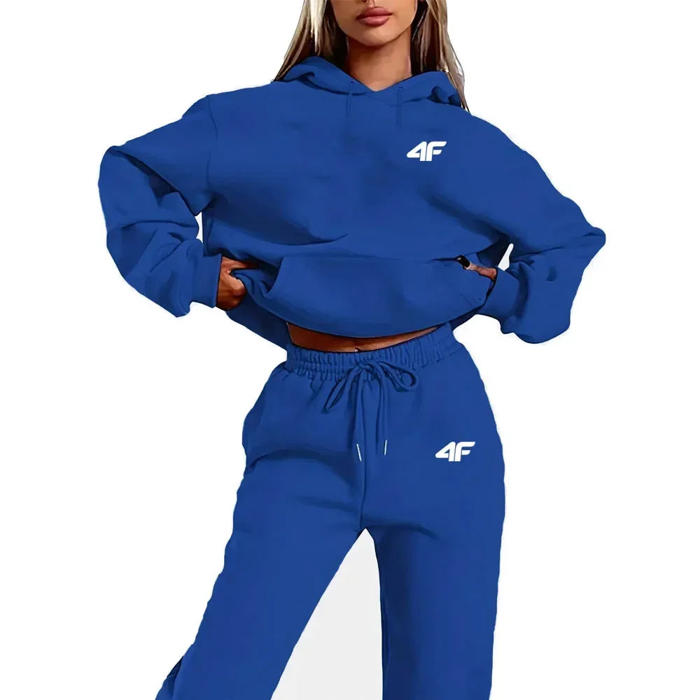 2025 New Women's 2-Piece Tracksuit Set, Hooded Pullover & Athletic Joggers, Sporty Streetwear Outfit, Casual Lounge Wear