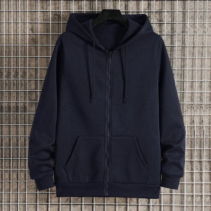 Unisex Zip Up Hoodies Spring Autumn Fleece Sweatshirts Men Women Classic Solid Color Zipper Jackets Fashion Hip Hop Streetwear