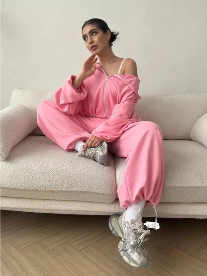 Hoodies Pant Two Piece Sets Women Tracksuit Set Autumn Pant Set Jogger Y2k Sweatshirts Sports Elastic Waist Pants Matching Sets