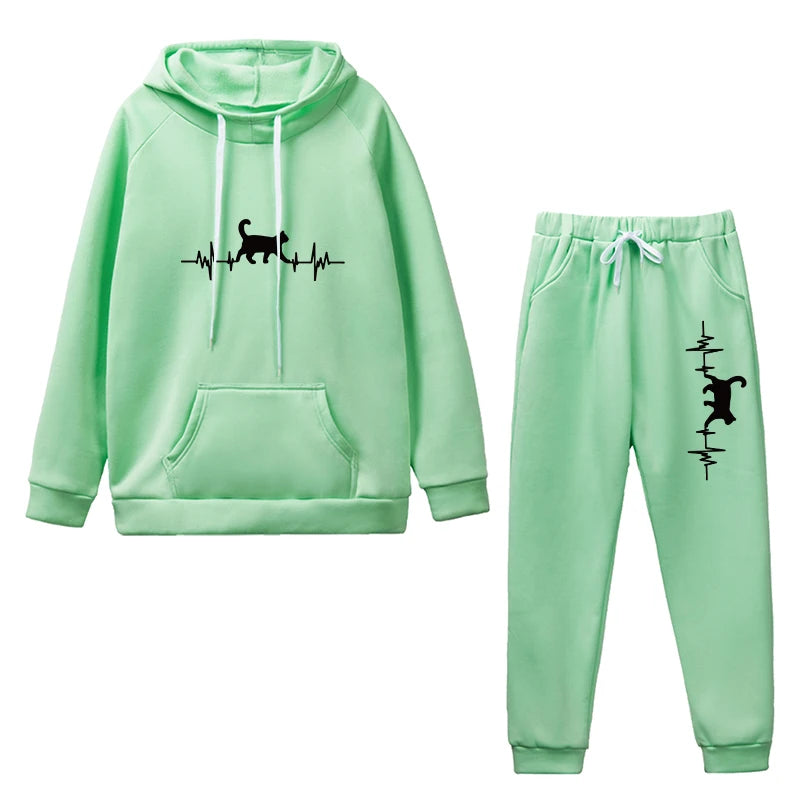 Woman Tracksuit Two Piece Set Winter Warm Hoodies+Pants Pullovers Sweatshirts Female Jogging Woman Clothing Sports Suit Outfits