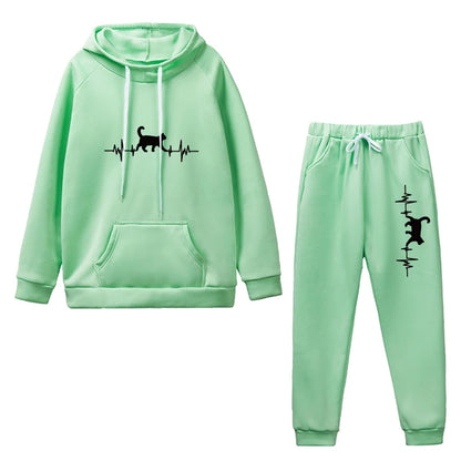 Woman Tracksuit Two Piece Set Winter Warm Hoodies+Pants Pullovers Sweatshirts Female Jogging Woman Clothing Sports Suit Outfits