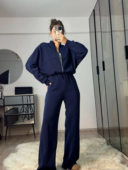 Autumn Winter Jacket Pant Two Piece Sets Women Pant Set Tracksuit Jogger Y2k Sweatshirts Sports Elastic Waist Pants Matching Set