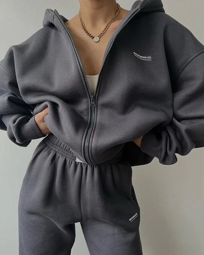 Women's Tracksuit Suit Autumn Fashion Warm Hoodie Sweatshirts Two Pieces Oversized Solid Casual Hoody Pullovers Long Pant Sets