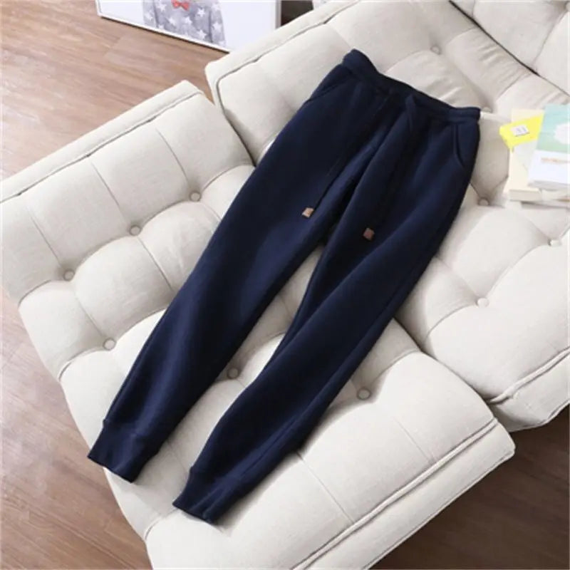 Women's Autumn Winter Plush Thickened Warm Tracksuits Casual Solid Zipper Long Sleeve Hooded Coat And Sweatpants Two Piece Sets